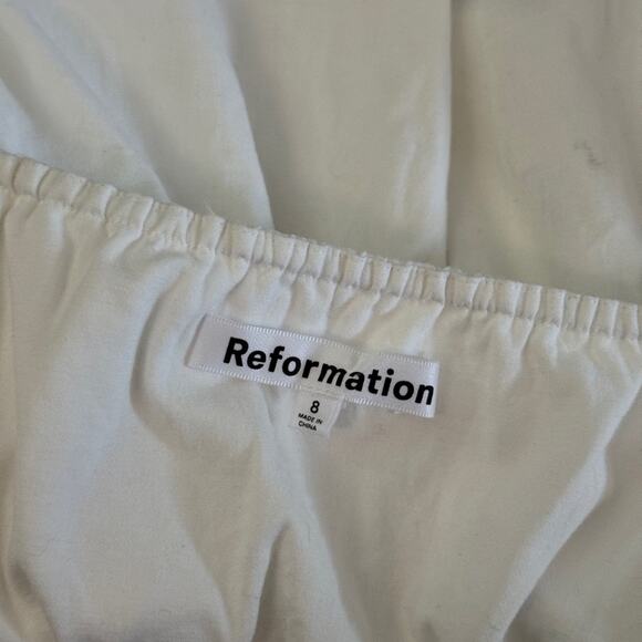 Reformation Arna Puff Sleeve White Midi Dress 8 - Picture 4 of 6